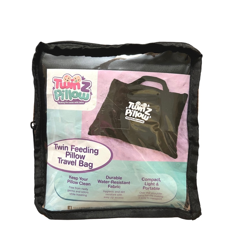 Twin Z Pillow Travel Bag Black Water Resistant Feeding Pillow Carry Case